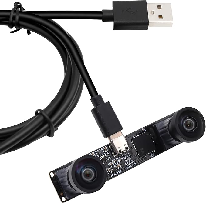 SVPRO Dual Lens USB Camera Module 1080P 60fps UVC Industrial Camera Board Synchronization Record in Color with Dual M12 LensDistortion-Free Wide Angle USB Board Camera for 3DVRBiometric Detection