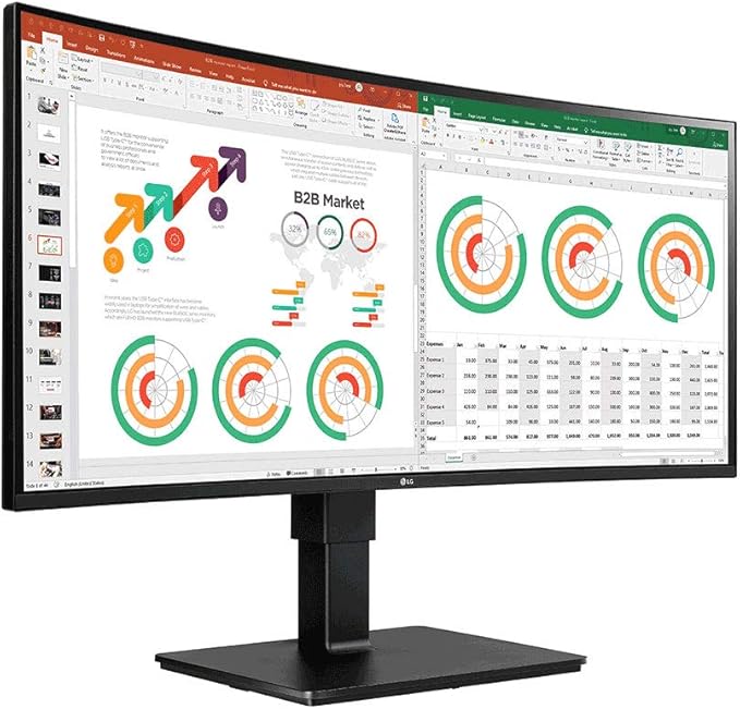 LG 34” TAA IPS QHD UltraWide Curved Monitor (3440x1440) with 21:9 Aspect Ratio HDR10 sRGB 99% Color Gamut Dual Controller &amp MaxxAudio Black (34BN770-B)