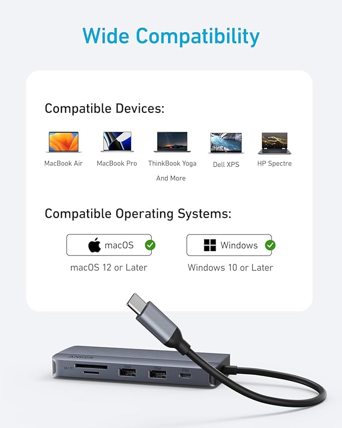 Anker 10-in-1 USB C Hub Dual-Display USB C Docking Station One 4K@30Hz HDMI 1080p VGA 100W Power Delivery 5 Gbps USBC&ampA Data Ports for Dell XPS Dell Vostro 5320 Laptop and More