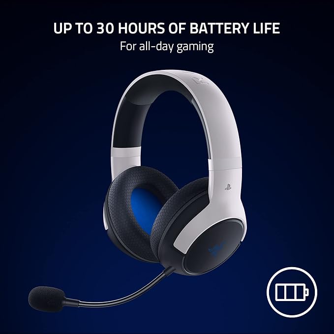 Razer Kaira HyperSpeed Wireless Gaming Headset for PlayStation/PC Mobile: 50mm Drivers - HyperClear Cardioid Mic - Memory Foam Cushions - Bluetooth - 30 Hr Battery - White &amp Black (Renewed)