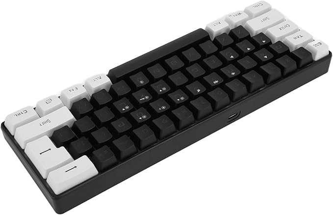 Wired Gaming Keyboard Small Compact 61 Keys Ergonomic Keyboard with LED Backlight for Office Business Travel Use (Black)