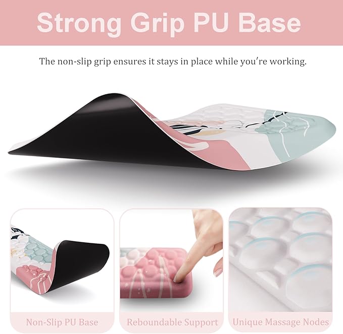 Ospelelf Mouse Pad with Wrist Rest and Keyboard Wrist Rest Ergonomic Wrist Rest for Computer Office Gaming Pink