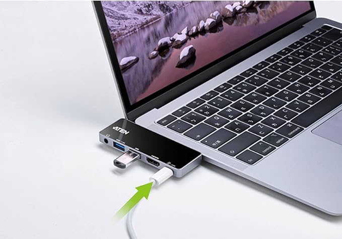 ATEN 5-in-1 USB-C Travel Dock w/Audio Port 92W PD 3840 x 2160 60Hz 30Hz USB 3.2 Thunderbolt 3 HDMI 3.5mm Mic Headphone for Windows Mac iPad Android Mobile Laptop Desktop UH3238