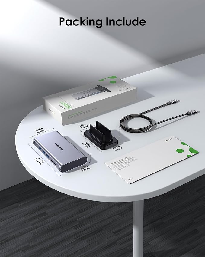 LENTION 11-in-1 USB C Docking Station with Detachable 3.3ft Long Cable 4K@60Hz HDMI 100W PD Ethernet USB 3.0 SD/TF Vertical Design for MacBook Pro/Air/Neo Dell HP Lenovo Surface Laptop (D54)