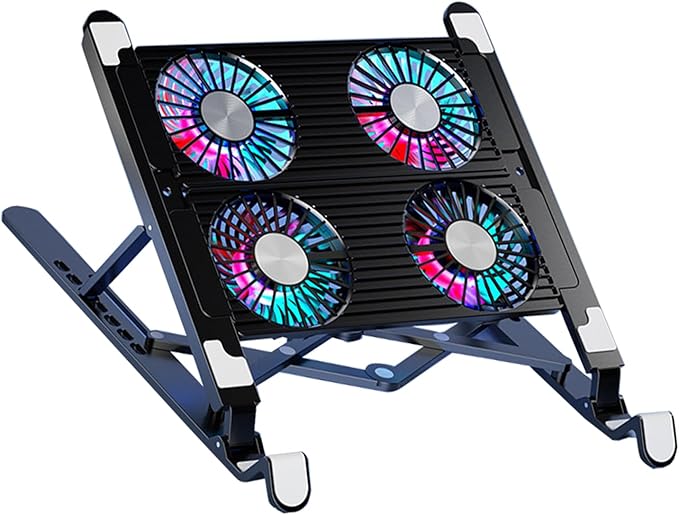 LED Laptop Cooling Pad Gaming Laptop Coolers Laptop Fan Cooling Stand with Quiet Cooling Fan Folding Bracket for Laptop