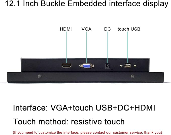 1pc 10 12 15 17 Inch Buckle Embedded Industrial Monitor Resistive Touch Screen with HDMI Touch USB Interface Display 1024 * 768(12.1 inch HDMI USB)