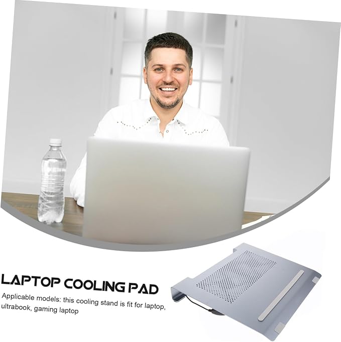 POPETPOP Laptop Cooler Pad Stand for 17.3 Inch Notebook Dual 12cm Cooling Fans RGB Light Fan for Heat Dissipation Aluminum Construction