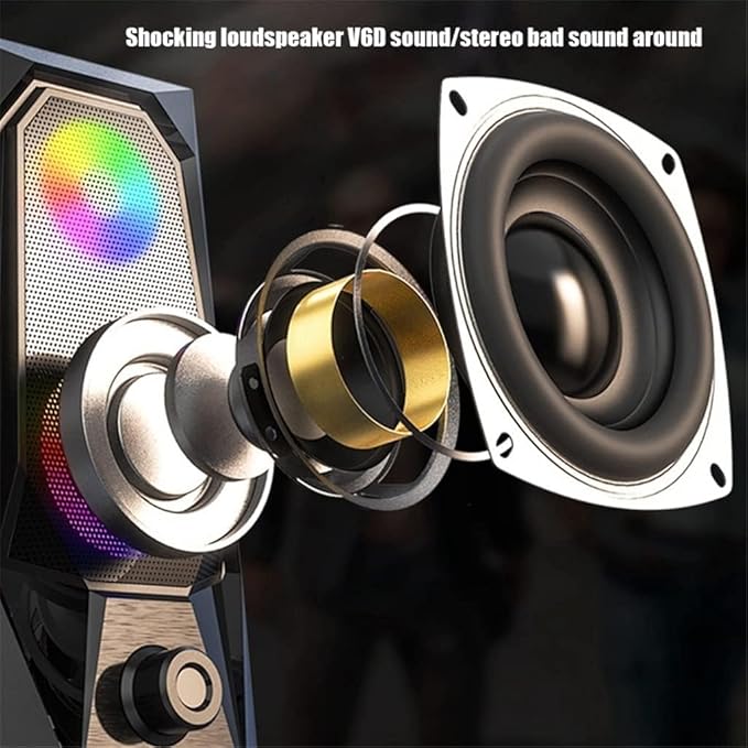 Computer Speakers for Desktop Computer Speaker Computer Speaker 7 Colors LED Effect Sound Luminous RGB Desktop Computer Audio