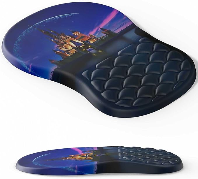 Ergonomic Mouse Pad with Wrist Rest Soft Mousepad with Massage Design Memory Foam and Non-Slip PU Base for Pain Relief Gaming Mouse Pad for Desk Home Office Black