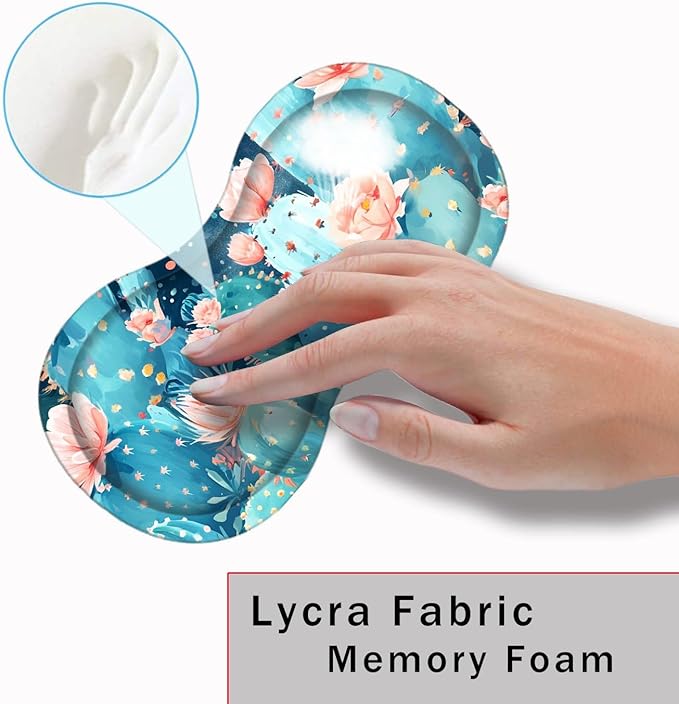 Mouse Pad with Wrist Support + Desk Mat + Coaster 3 in 1 Set XXL Large Gaming Mousepad Ergonomic Mouse Pads for Desk Computer Laptop OfficeCute Cactus