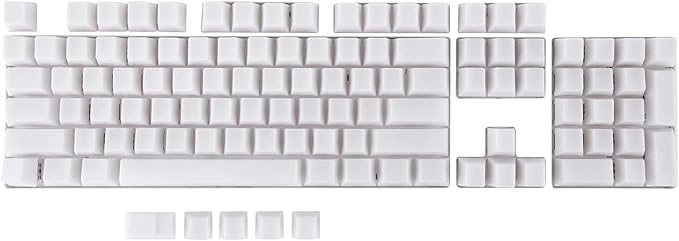 POM Jelly Keycaps Doubleshot Translucent OEM Profile for 6187104108 Keys PC Gaming Mechanical Keyboards (White)