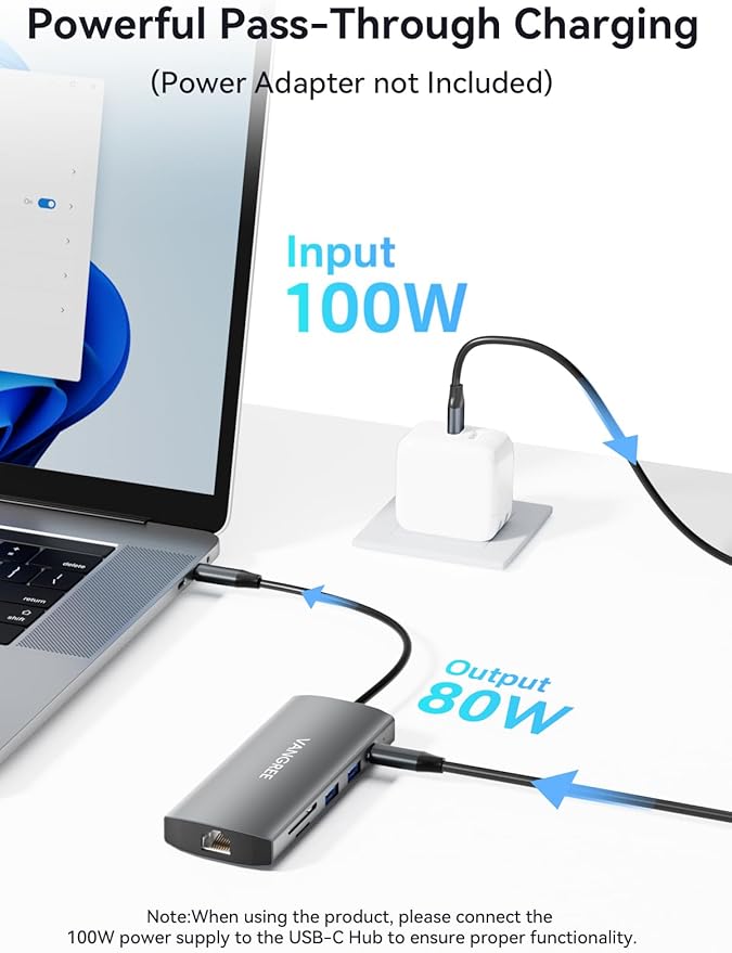 USB C Hub with Dual 4K@60Hz Displayports 2 USB-A &amp 2 USBC 3.2 10Gbps Ports 1Gbps Ethernet 100W PD SD/TF USB C Splitter Docking Station for MacBook Pro/Air iMac iPad Pro XPS Thinkpad Surf