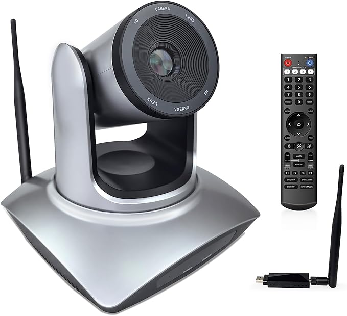 TOALLIN Wireless PTZ Conference Room Camera 3X Optical Zoom Streaming Camera 1080P Full HD Wireless Webcam for Video Conferencing/Live Streaming/Church Services Worship/Online Education