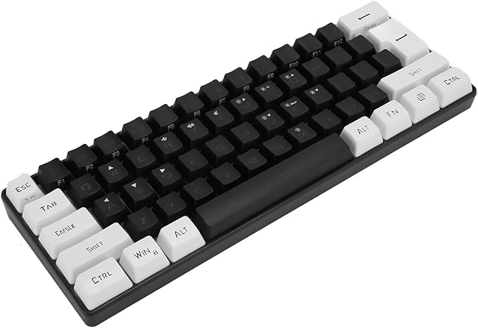 Wired Gaming Keyboard Small Compact 61 Keys Ergonomic Keyboard with LED Backlight for Office Business Travel Use (Black)