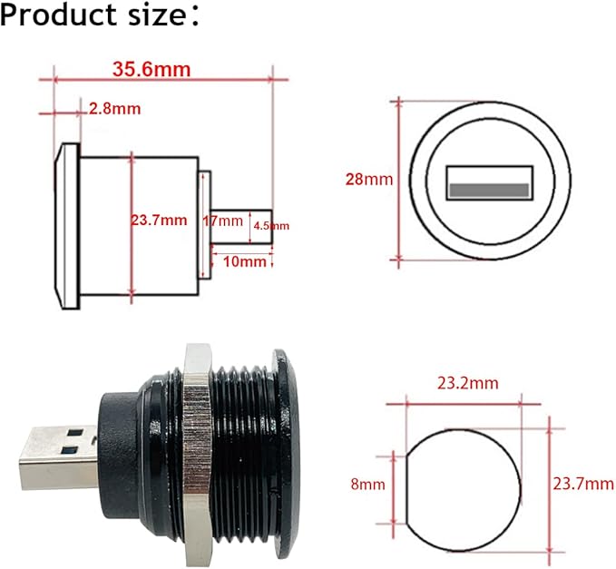 PENGLIN 2PCS USB 3.0 Connector USB Male to Female Conversion Connector USB3.0 Panel Mount Extension Adapter for Data Transfer/Charging (Pack of 2)