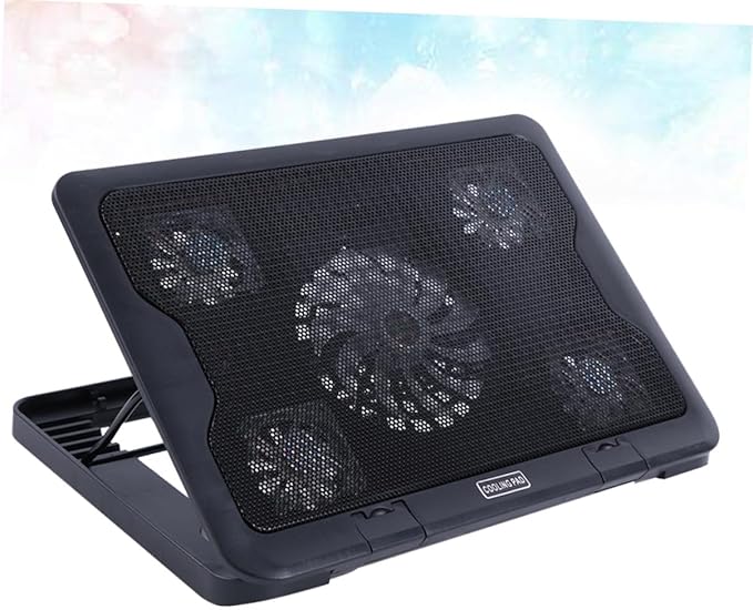 Angoily USB Laptop Cooling Pad with Ultra-Quiet Fans Multi-Angle Adjustable Stand Anti-Skid Heatsink Base Dual USB Hub LED Lights Design for Heat Dissipation and Enhanced Laptop