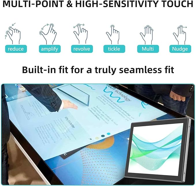13.3-inch Industrial Touch Screen Monitor 10-Point Capacitive Open Frame Design Full HD 1920x1080 for Kiosk ATM Vending Machine (Embedded Mount IP65 Waterproof Front)