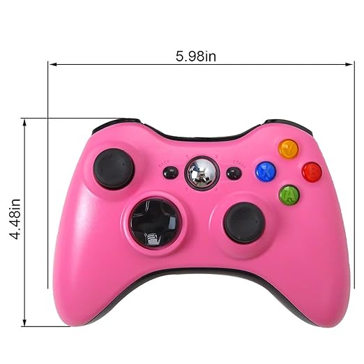 Qblahip USB Wired Vibration Gamepad for Xbox 360 Console and for Windows 10 8 7 PC (Pink)