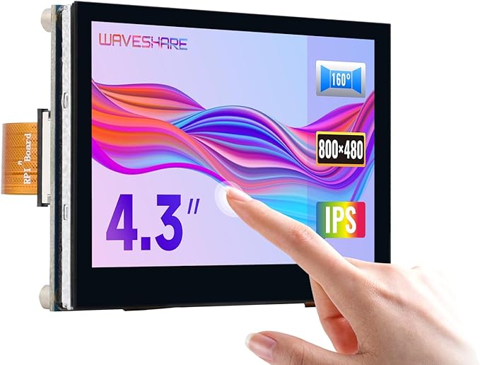 waveshare 4.3inch QLED Display Compatible with Raspberry Pi 5/4B/3B+/3A+/3B/2B/B+/A+/CM3/3+/4 DSI Interface 800 × 480 Resolution Integrated Structure
