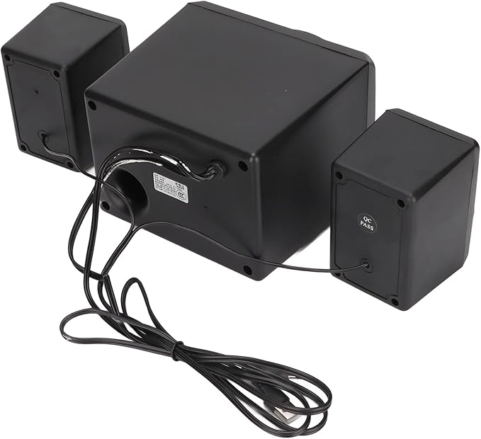 Wired Subwoofer Speakers Plug Play 2.1 USB Powered Stereo Multimedia Speaker with RGB LED Light for PC Laptop 3 Volume Control Knobs (New Version of Black)
