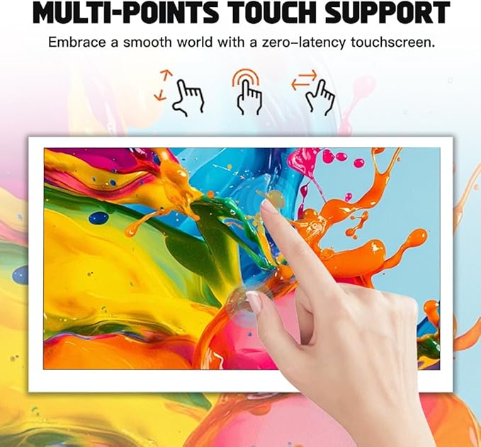 Portable Small HDMI Monitor 10.1 inch IPS mini Widescreen 1024x600 HD LCD Touch Screen Lightweight Display Metal Shell with Speakers for Computer PC Laptop RPi 4 3 White