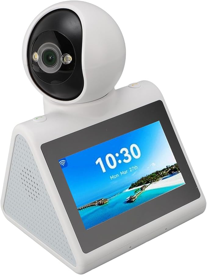 Video Calling Smart Camera with HD Screen 2 Way Video Calling Camera One Click Call Indoor 2K Security Camera with AI Voice Function 1080P HD Resolution for Family Monitoring
