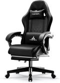 Gaming ChairErgonomic Massage Computer Office Desk Chair with FootrestPocket Spring CushionReclining Leather Adjustable Gamer Chair with Headrest and Lumbar SupportBlack