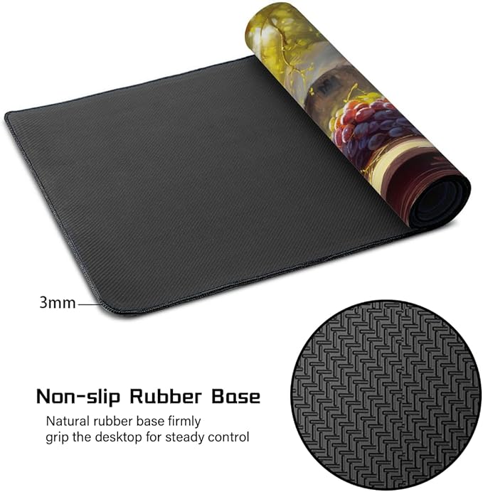 Painting Grape Wine Farm Large Mouse Pad Gaming Mousepad Desk Mat for Desktop Computer Keyboard Waterproof Mouse Mat Desk Pad with Non-Slip Base for Game School Office Home 35.4 x 15.7