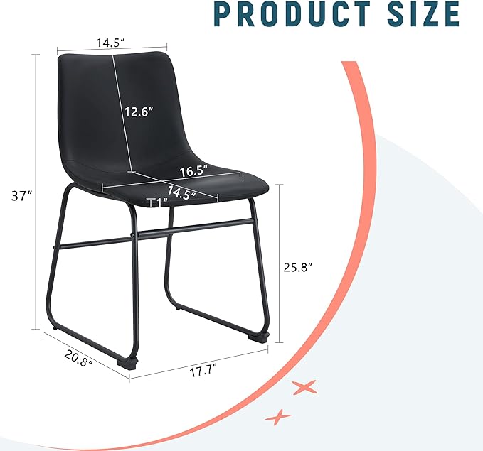 Classic Black PU Leather Chair A Stylish Seat Suitable for Modern Minimalist and Industrial Style Settings.
