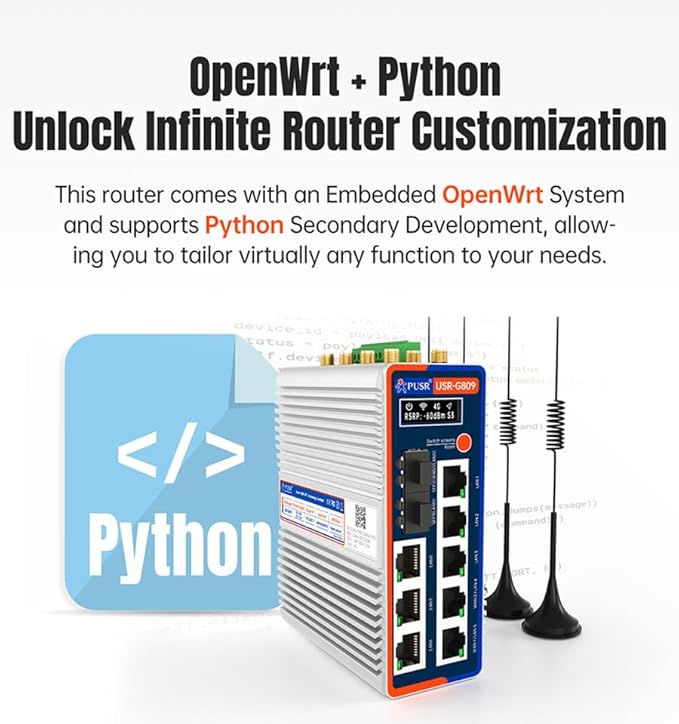 USR-G809s-G Flagship Gigabit Edge Router 8GB Storage Support Python Secondary Development with Interface 2SFP + 8RJ45 Qualcomm Dual-Band Wi Fi6 GNSS