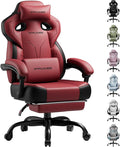 GTPLAYER Gaming Chair Computer Chair with Footrest and Lumbar Support for Adults 360°-Swivel Big &amp Tall Reclining Seat for Office or Gaming (Wine Red)