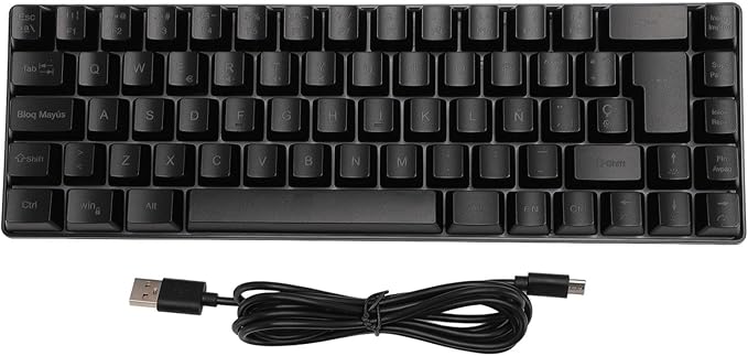 Yunir Mechanical Gaming Keyboard68 Keys Wired Mechanical KeyboardRGB Backlight Ergonomic Mechanical Gaming Keyboard for Wins 2000 7 8 10 VistaSupport Spanish Language Only