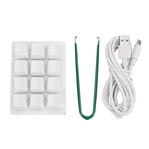 12 Key Mechanical Gaming Keyboard USB Wired Red Switch Programmable Macro Keyboard Plug and Play for School for Office (White)