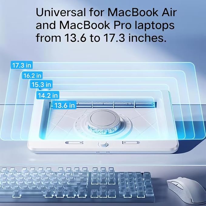 Laptop Cooling Pad for MacBook Air Pro 13 14 15 16 17 Inch Semiconductor Cooler with Integrated Roller Fan 5 Height Adjustment Ergonomic Design Low Noise Quiet Operation for Mac Notebook