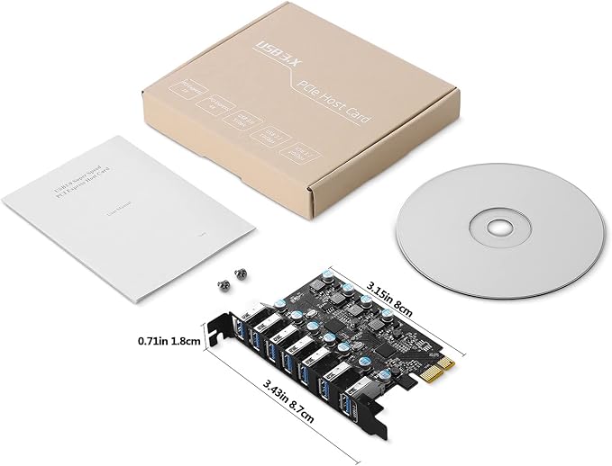 Sinefine PCI-E to USB 3.0 7-Port(7X USB-A) Expansion CardPCI Express USB Add in Card Internal USB3 Hub Converter for Desktop PC Host Card