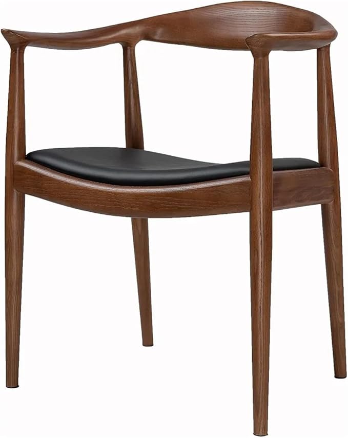 Adjustable Office Computer Chair with Armrest 1pcs Contemporary Style Upholstered Wooden Dining Seat Chair with Armrests(Natural Wood Color)