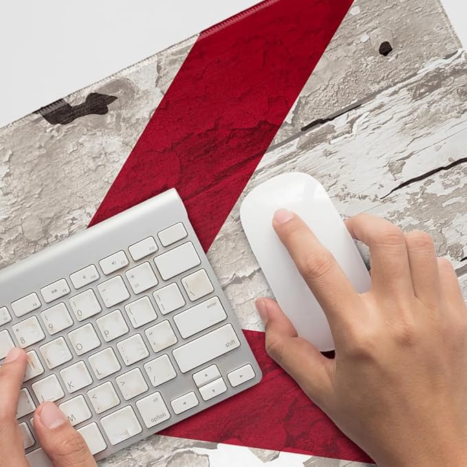 Rustic Distressed Alabama Flag Large Gaming Mouse Pad Desk Mat with Stitched Edges Non-Slip Base for Gamer Home and Office