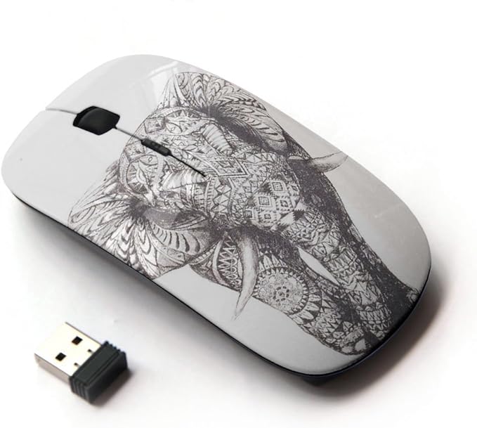 Graphic4You Indian Tribal Elephant Ergonomic Wireless Mouse with Nano Receiver