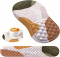 HAOCOO Ergonomic Mouse Pad with Wrist Rest and Keyboard Wrist Rest 3 PCS Computer Carpal Tunnel Mouse Pads for Desk with Coaster Set Memory Foam Keyboard Wrist Support for Laptop Office Boho Beige
