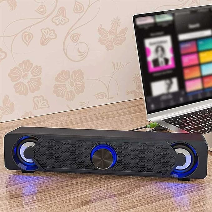 Sound bar with Built-in Subwoofer Surround Sound 3.5mm Input Jack Compatible with PC Computers Notebook Tablet Smart Phones