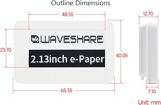 2.13inch Passive NFC-Powered e-Paper 250 x 122 Pixel ePaper Screen Adopts Novel Passive NFC Technology No Battery Required No Messy Wiring Wire-Less Powering &amp Data Transfer