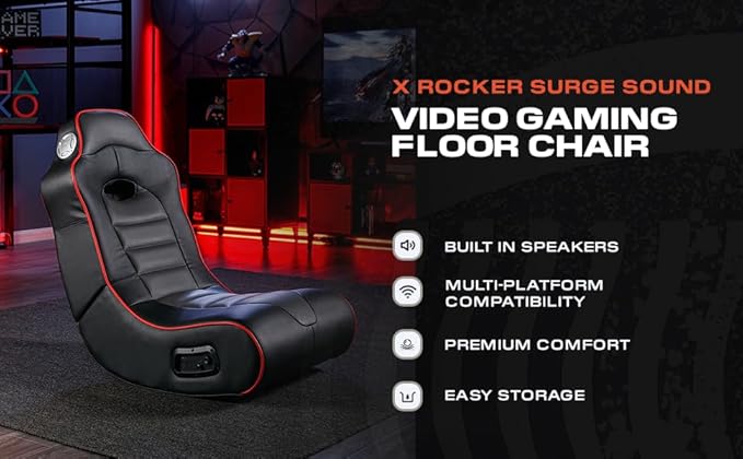 X Rocker Video Gaming Floor Rocker Chair Built-in Audio Foldable for Gamers Bedroom or Game Room for Boys Girls Teens 5-17 Gifts for Gamers