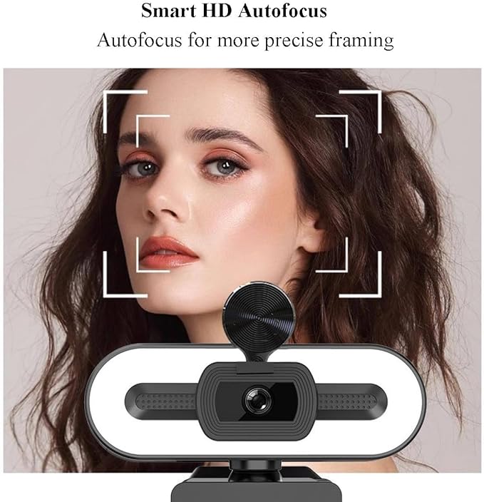 GIZNXBA Webcam for PC with Microphone &amp Three-Level Light &amp Privacy Cover USB Webcam Streaming for Desktop Computer Laptop Video Calling Studying and Conference(2k)