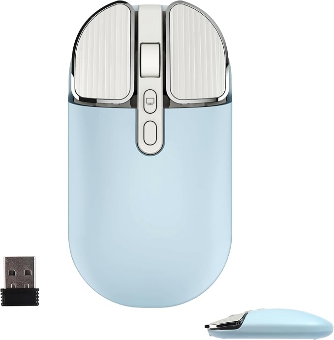 Wireless Mouse Bluetooth Cute Ultra Slim Silent Computer Mice with USB Receiver Dual-Mode 2.4G &amp Bluetooth Rechargeable Portable USB Cordless Mouse for Laptop PC Desktop Tablet Kids Adults Gift B