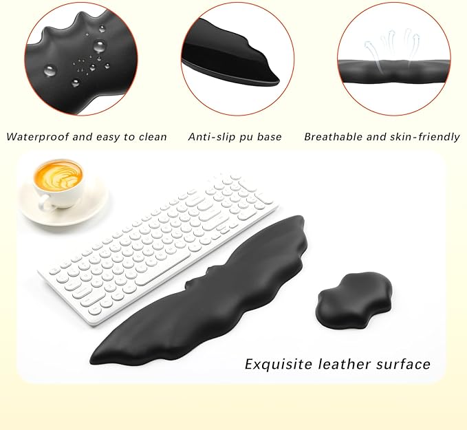 Keyboard Wrist Rest - Soft Leather Halloween Bat Wrist Pad for Mouse Wrist Rest with Non-Slip Base Wrist Pad for KeyboardArm Rest for Desk Computer Laptop Mac Gaming Office Black