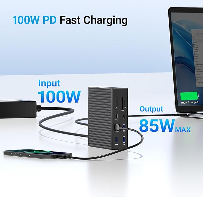 ACASIS USB C Docking Station Dual Monitor16-in-1 Laptpop Docking Station with 2* HDMIVGA2.5G EthernetSD/TF10Gbps USB-C 3.13.5mm AudioPD100WUSBC Hub for Dell/Lenovo/HP/ThinkPad (Black)