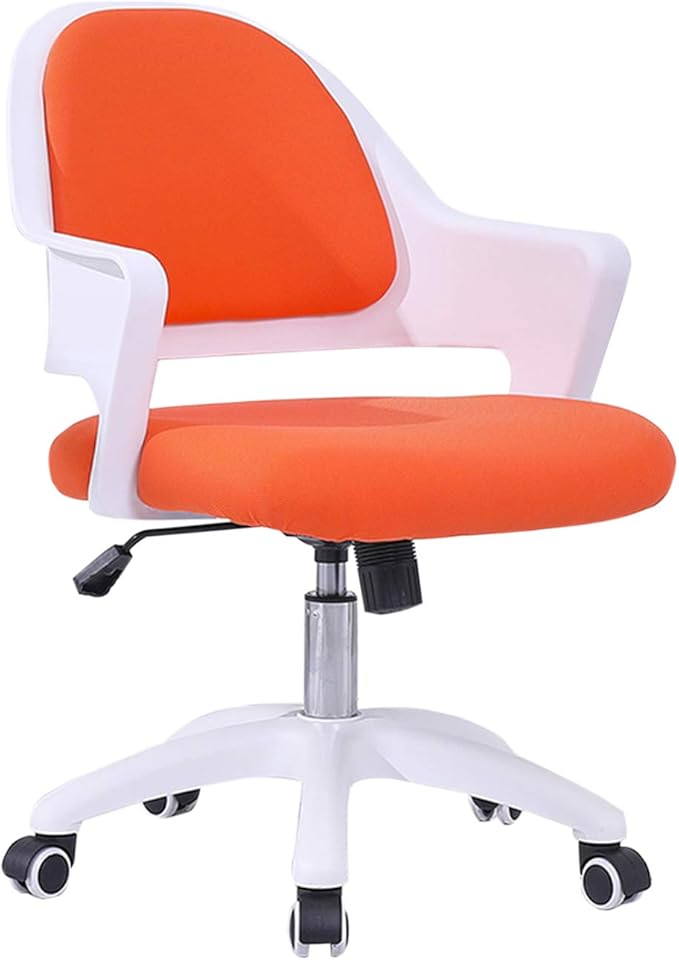 Mlaea Computer Gaming Chair Dining Bedroom Living Room Chair with Backrest and Wheels TV Station Lounge Laboratory Chair 59 * 58 * 84CM(Color:Orange)