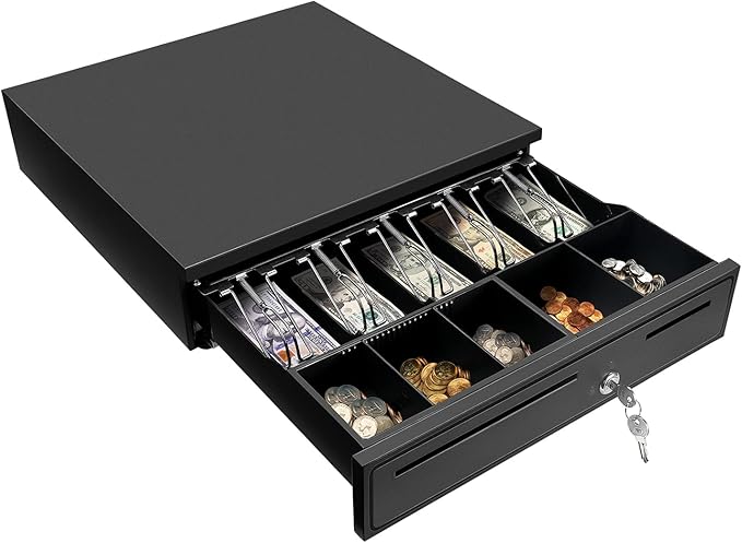 MUNBYN POS Touch Screen Monitor 17-inch 400 nits Flat Capacitive LED Touchscreen Monitor POS System and Black Cash Register Drawer 16 Wide Cash Drawer with Removable Coin Tray