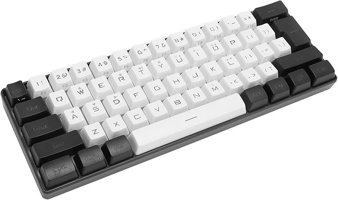 Portable 60% Mechanical Gaming Keyboard 61 Keys RGB Backlit USB Keyboard with Ergonomic Design USB Wired Keyboard for PC Travel (White Black)