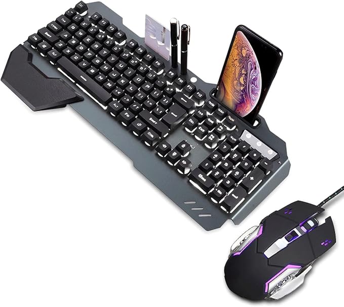 Gaming Keyboard and Mouse Combo LED Backlit Mechanical Feel Business Office Keyboard Colorful Breathing Backlit Gaming Mouse for Working Or Primer Gaming